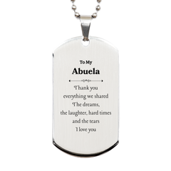Abuela Silver Dog Tag Engraved Thank You for Everything I Love You Inspirational Gift for Grandmother on Mothers Day Birthday