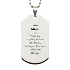 Engraved Silver Dog Tag Mimi Thank You Love Confidence Gift