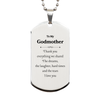 Godmother Engraved Silver Dog Tag - Thank you for everything we shared. Love, Gratitude, Godmother, Christmas Gift Idea