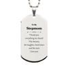 Stepmom Engraved Silver Dog Tag - Thank You for Everything, Love You Always - Heartfelt Gift for Mothers Day, Birthday, Christmas, Graduation