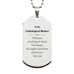 Unbiological Mother Engraved Silver Dog Tag Gift for Mothers Day Graduation Gift