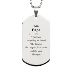 Papa Silver Dog Tag Engraved With Love for Birthday and Christmas Gift
