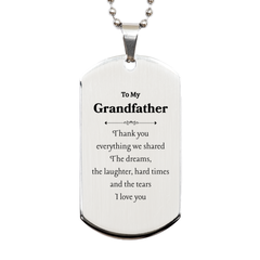 Engraved Silver Dog Tag for Grandfather - Expressing Gratitude for Everything Shared - Perfect Birthday Gift for Grandfather - Meaningful Veterans Day Present for Grandfather - Unique Engraved Dog Tag for Grandfather