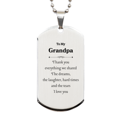 Engraved Silver Dog Tag Grandpa I Love You Thank You for Everything Veterans Day Gift