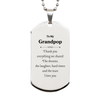 Grandpop Engraved Silver Dog Tag - Thank You for Everything Shared. Love You Always - Unique Gift for Birthday, Christmas, Veterans Day