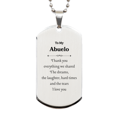 Abuelo Silver Dog Tag - Unique Engraved Gift for Birthday, Christmas, Veterans Day - Thank You for Everything, Grandfather, I Love You