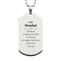 To My Stepdad Engraved Silver Dog Tag - Unique Gift for Stepdad, Appreciation and Love, Fathers Day, Birthday, Christmas present