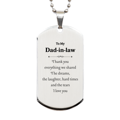 Dad-in-law Silver Dog Tag - Engraved Thank You for Everything Shared, Love You Always - Perfect Gift for Birthday, Christmas, or Veterans Day