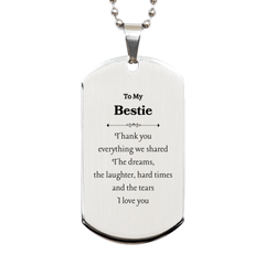 Bestie Engraved Silver Dog Tag - A Token of Love and Friendship for Your Best Friend, Perfect for Birthday, Holidays, and Graduation Gifts