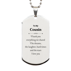 To My Cousin Engraved Silver Dog Tag - A Meaningful Gift for Your Beloved Cousin on Birthdays, Holidays, and Special Occasions - Unique and Inspirational Military Style Necklace for Men and Women