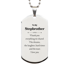 Stepbrother Engraved Silver Dog Tag - Remembering the Laughter, Love, and Memories Shared - Perfect Birthday or Christmas Gift for Stepbrother