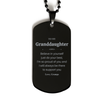 Granddaughter Engraved Black Dog Tag Believe in Yourself Inspirational Gift from Gramps for Birthday or Graduation to Show Love and Support