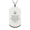 Engraved Silver Dog Tag for Son - Believe in Yourself and Always Know Im Proud of You, Graduation Gift, Inspirational Love from Pa