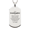 Granddaughter Silver Dog Tag Engraved Inspirational Love Gift for Birthday, Christmas, Graduation - Believe in Yourself, Im Proud of You, Always Support - From Grandma