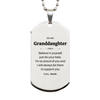 Believe in Yourself Silver Dog Tag for Granddaughter, Inspirational Gift for Birthday, Graduation, and Holidays - Engraved Confidence and Love from Abuelo