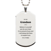 Grandson Dog Tag Engraved Inspirational Gift for Him - Always Supporting You, with Love from Granny - Birthday Graduation Veterans Day Gift