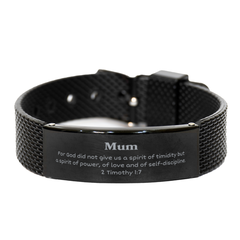 Black Shark Mesh Bracelet for Mum - Empowering Spirit of Power, Love, and Self-Discipline - Inspirational Gift for Mothers Day, Birthday, Christmas, and Graduation - Unique and Perfect Bracelet for Mum