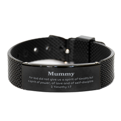 Powerful Black Shark Mesh Bracelet for Mummy: Inspirational Gift for Mothers Day, Birthday, Christmas - Gods Spirit of Love, Confidence, and Strength