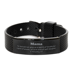 Mama Black Shark Mesh Bracelet - Inspirational Power and Confidence for Mothers Day, Birthday, and Christmas Gifts