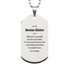 Bonus Sister Silver Dog Tag Gift Believe in Yourself Inspirational Engraved Necklace for Birthday Christmas Graduation Veterans Day