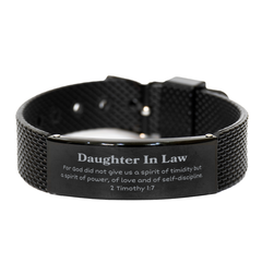 Black Shark Mesh Bracelet for Daughter In Law: Empowering Spirit of Love, Confidence, and Hope - Perfect Birthday Gift