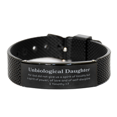 Unique Black Shark Mesh Bracelet Unbiological Daughter Gift with Inspirational Quote
