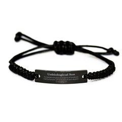 Unbiological Son Engraved Black Rope Bracelet for an Inspirational Graduation Gift with 2 Timothy 1:7 Quote of Power and Love, Perfect for Special Occasions and Holidays