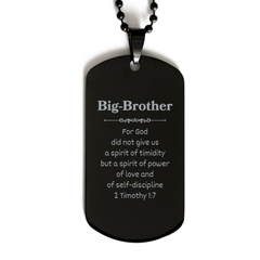 Engraved Black Dog Tag Big-Brother Power Confidence Gift for Him or Her