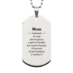 Mom Engraved Silver Dog Tag for Confidence and Inspiration in Mothers Day Gift