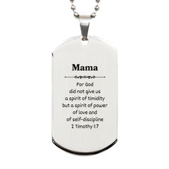 Unique Silver Dog Tag Mama Inspirational Power Love Self-Discipline Gift