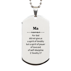 Silver Dog Tag Military Necklace Inspirational Engraved Quote for Men Women Veterans Day Graduation Gift Ma - Spirit of Power Love and Self-Discipline