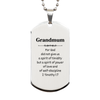 Grandmum Silver Dog Tag - Inspirational Engraved Jewelry for Grandma - 2 Timothy 1:7 - Power and Love Gift for Birthdays, Holidays, and Special Occasions