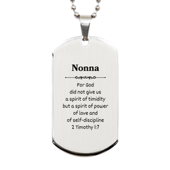 Nonna Engraved Silver Dog Tag - Spirit of Power and Love - Inspirational Gift for Grandparents, Veterans Day, Christmas