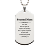 Second Mom Engraved Silver Dog Tag Inspirational Gift for Mom with Power, Love and Hope, Perfect for Mothers Day, Birthday, Christmas and Graduation