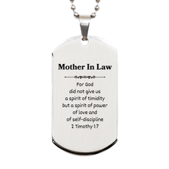 Mother In Law Engraved Silver Dog Tag Gift For Gods Power and Love Confidence Christmas Graduation