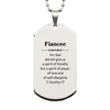 Fiancee Engraved Silver Dog Tag - For Gods Spirit of Power, Love, and Discipline - Inspirational Gift for Birthday, Christmas, Graduation, Veterans Day