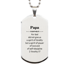 Papa Dog Tag For God spirit of power, love, self-discipline. Fathers Day, Inspirational Gift for Him, Engraved Stainless Steel Pendant Necklace