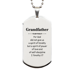 Grandfather Engraved Silver Dog Tag Spirit of Power Love Confidence Birthday Gift