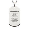 Grandfather Engraved Silver Dog Tag Spirit of Power Love Confidence Birthday Gift