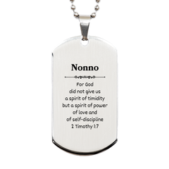 Nonno Engraved Silver Dog Tag - Spirit of Power and Love Gift for Grandpa - Inspirational Birthday, Christmas, Veterans Day, Easter Present