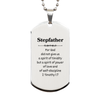 Stepfather Silver Dog Tag Engraved with 2 Timothy 1:7 Gift for Fathers Day, Birthday, Christmas, Graduation, etc.