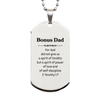 Silver Dog Tag Bonus Dad Engraved Inspirational Quote Gift for Him Birthday Christmas Graduation Veterans Day