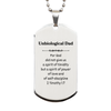 Unbiological Dad Dog Tag for Him Engraved with 2 Timothy 1:7 Verse, Perfect Fathers Day Gift, Inspirational Confidence Jewelry for Stepdad, Birthday Graduation Christmas Veterans Day