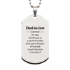 Dad-in-law Engraved Silver Dog Tag - Power, Love, Self-Discipline, Perfect Gift for Birthday, Christmas, Veterans Day, and Graduation