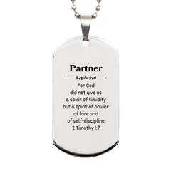 Partner Inspirational Silver Dog Tag - Engraved Gift for Confidence and Hope on Graduation, Veterans Day, Birthday