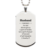 Spirit of Power Engraved Silver Dog Tag for Husband - Inspirational Gift for Birthday, Christmas, Graduation, Veterans Day - 2 Timothy 1:7