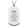 Silver Dog Tag for Cousin: Inspirational 2 Timothy 1:7 Engraved Necklace for Birthday, Christmas, Graduation Gifts - Show Love and Confidence