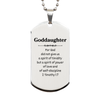 Goddaughter Engraved Silver Dog Tag - Spirit of Power, Love, Self-Discipline - Birthday, Graduation, Inspirational Jewelry for Her