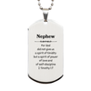 Silver Dog Tag Nephew Inspirational Engraved Gift Birthday for Power and Confidence