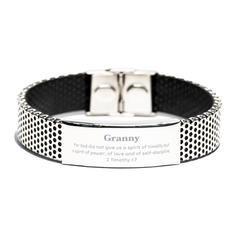 Granny Stainless Steel Bracelet - Power, Love, Self-Discipline, Inspirational Gift for Birthday, Christmas, Veterans Day